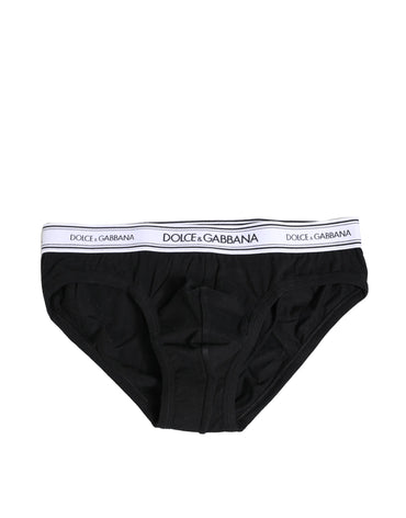 Dolce & Gabbana Black Cotton Stretch Regular Brief Underwear