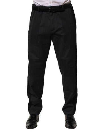 Dolce & Gabbana Black Cotton Dress Slim Formal Pants