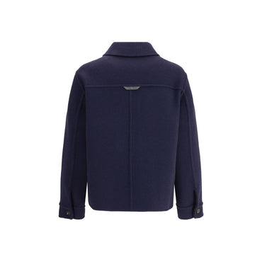 Brunello Cucinelli Blue Fleece Wool Coat