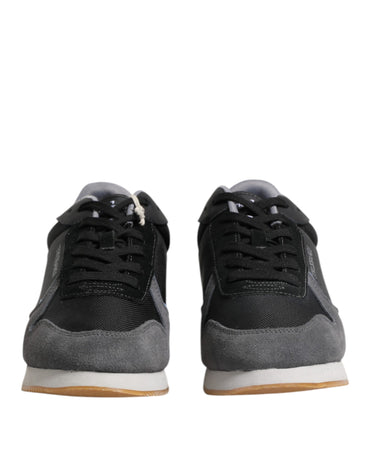 Trussardi Black Gray Lace Up Low Top Casual Sneakers Shoes