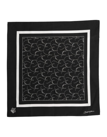 Dolce & Gabbana Black White Printed Square Foulard Scarf