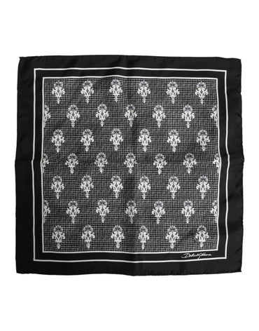 Dolce & Gabbana Black White Printed Square Foulard Scarf
