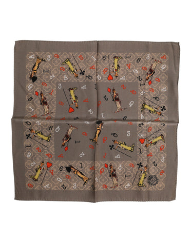 Dolce & Gabbana Brown Silk Printed Square Men Foulard Scarf