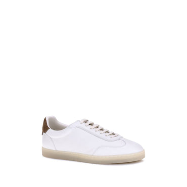 Brunello Cucinelli White Calf Leather Bos Taurus Low Top Sneakers
