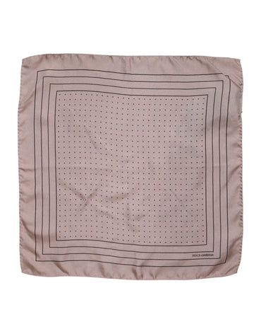 Dolce & Gabbana Beige Dotted Silk Square Men Foulard Scarf