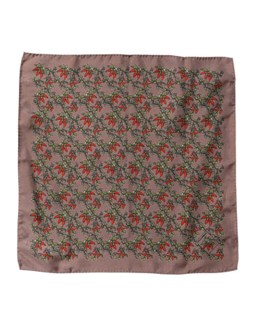 Dolce & Gabbana Brown Chilis Silk Square Men Foulard Scarf