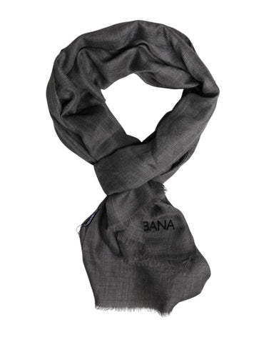 Dolce & Gabbana Gray Logo Print Neck Warmer Wrap Shawl Scarf