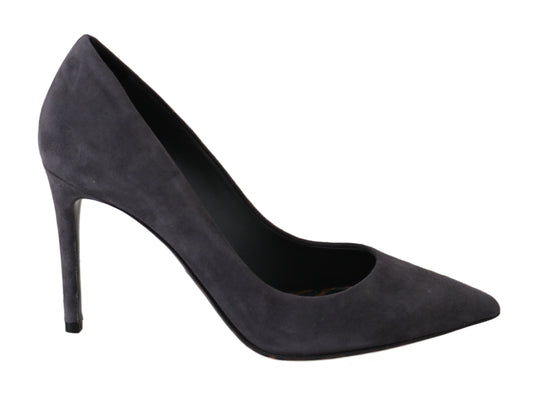 Dolce & Gabbana Gray Suede Leather Stiletto Shoes Heels