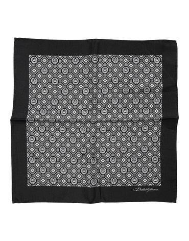 Dolce & Gabbana Black White Patterned Square Foulard Scarf