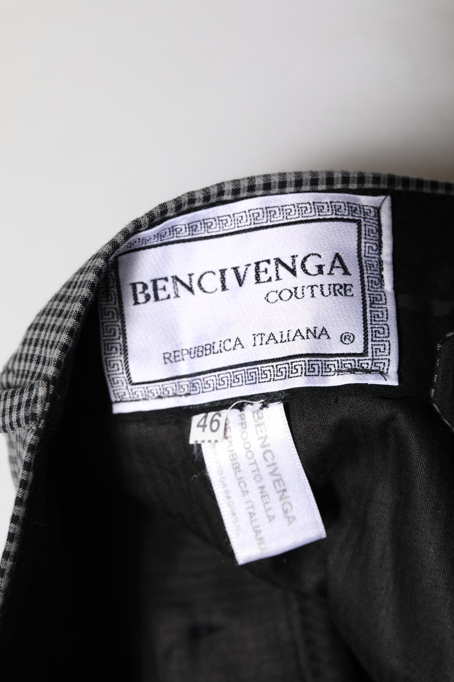 BENCIVENGA Black White Checkered Tapered Dress Pants