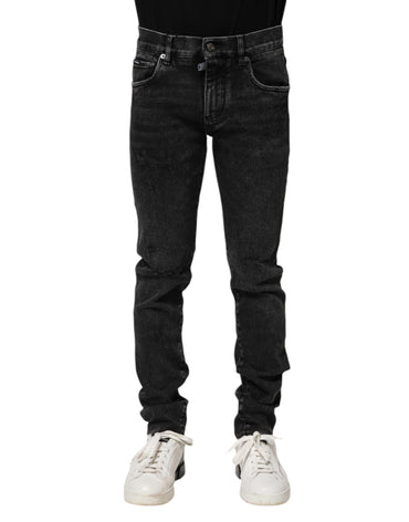 Dolce & Gabbana Black Cotton Skinny Men Denim Jeans