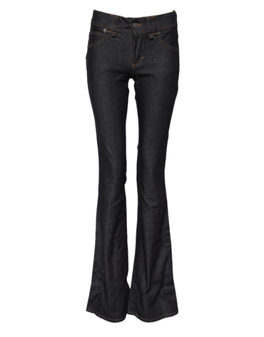 John Galliano Blue Mid Waist Cotton Wide Leg Denim Jeans