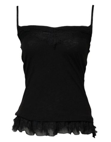 Scervino Street Black Wool Sleeveless Square Neck Tank Top