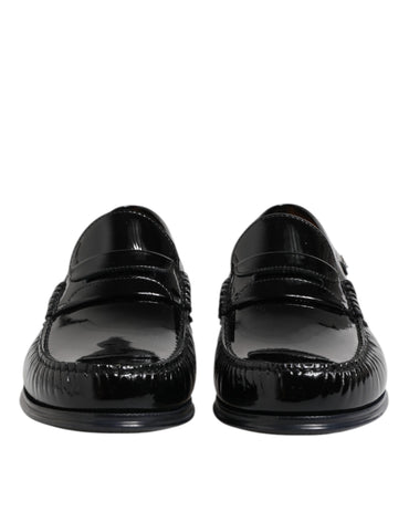 Dolce & Gabbana Black Leather Slip On Loafers Dress Shoes