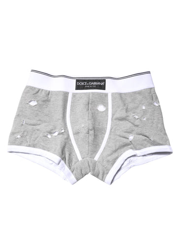 Dolce & Gabbana Gray Cotton Stretch Regular Boxer Underwear