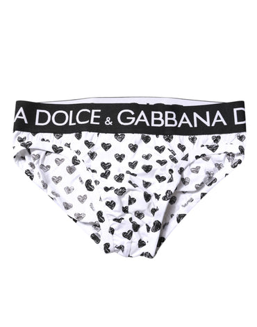Dolce & Gabbana White Heart Printed Regular Brief Underwear