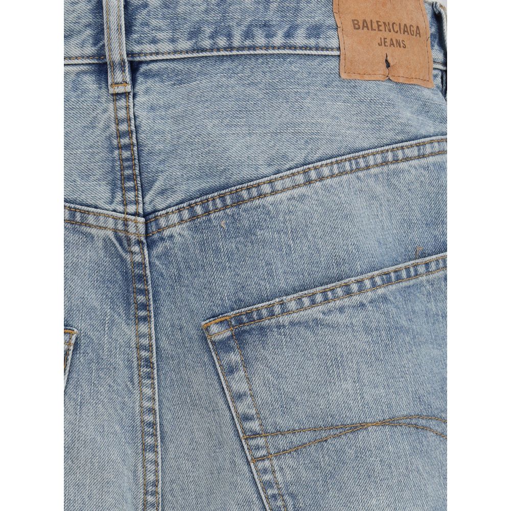 Balenciaga Light Blue Cotton Relaxed Fit Jeans