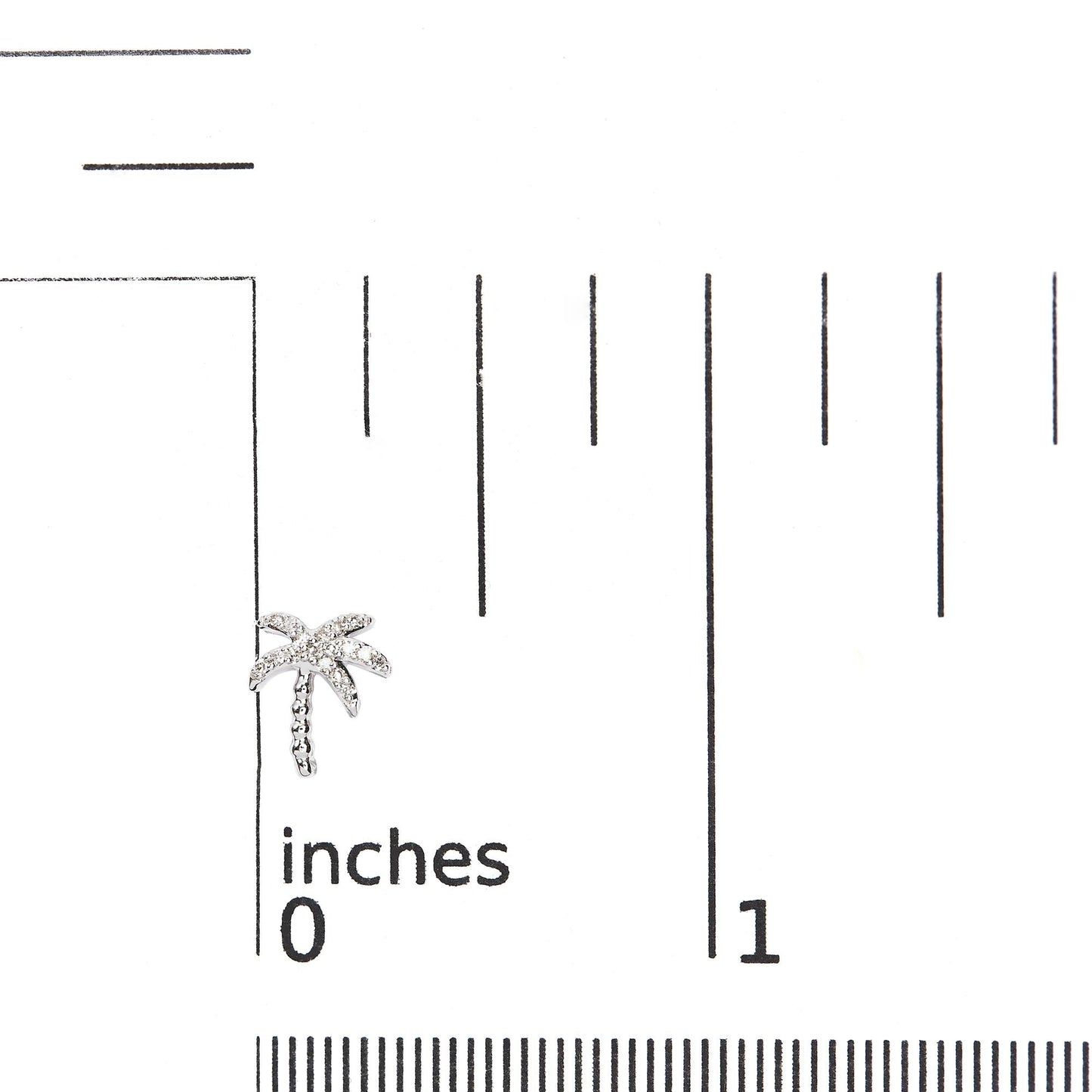 10K White Gold 1/10 Cttw Diamond Encrusted Palm Tree Stud Earrings (H-I Color, I1-I2 Clarity)-4