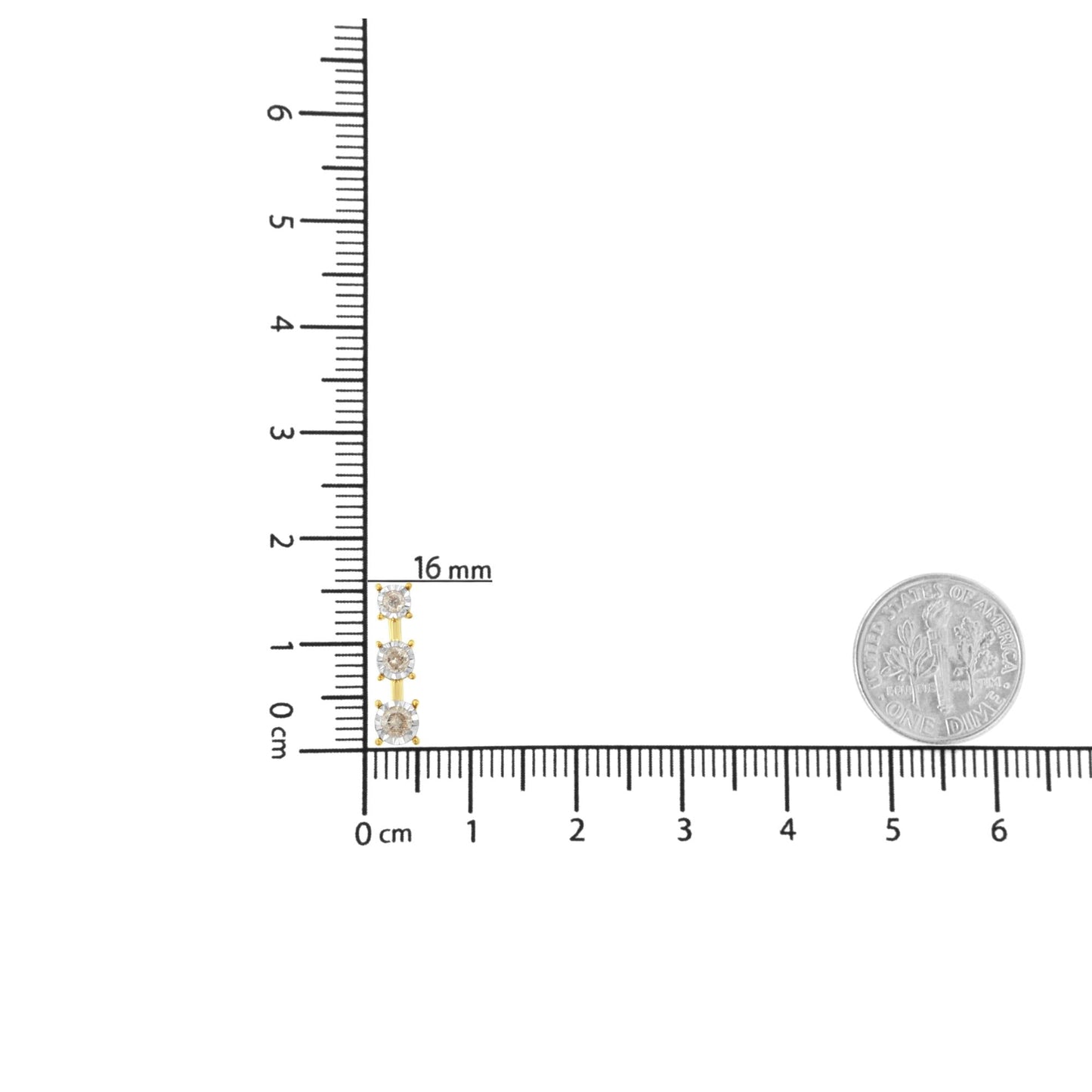 10K Yellow Gold 1/4 cttw Miracle-Set Brilliant Round Cut Diamond Graduating 3 Stone Drop 18" Pendant Necklace (J-K Color, I1-I2 Clarity)-4