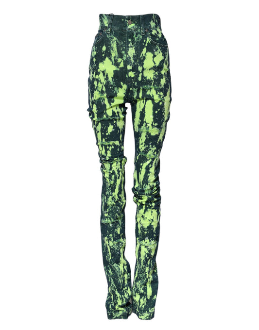 Dolce & Gabbana Green Color Splash High Waist Denim Jeans