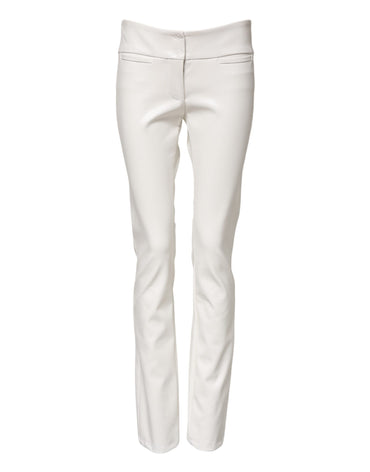 Dolce & Gabbana White Polyurethane High Waist Tapered Pants