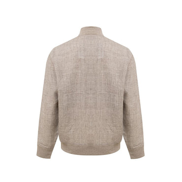 Gran Sasso Beige Linen Biker Jacket