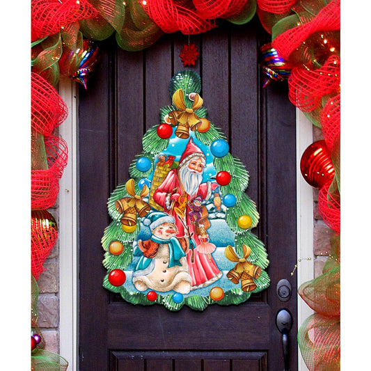 Christmas Arrival Christmas Door Decor by G. DeBrekht - Christmas Santa Snowman Decor - 8114020H-0