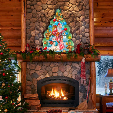 Christmas Arrival Christmas Door Decor by G. DeBrekht - Christmas Santa Snowman Decor - 8114020H-1