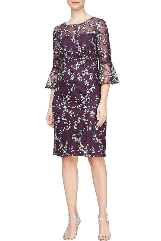 Alex Evenings Embroidered Sequin Lace Sheath Dress-0