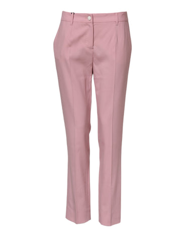 Dolce & Gabbana Pink Wool Mid Waist Tapered Pants