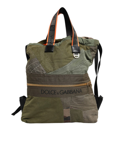 Dolce & Gabbana Military Green Patchwork Rucksack Backpack Bag