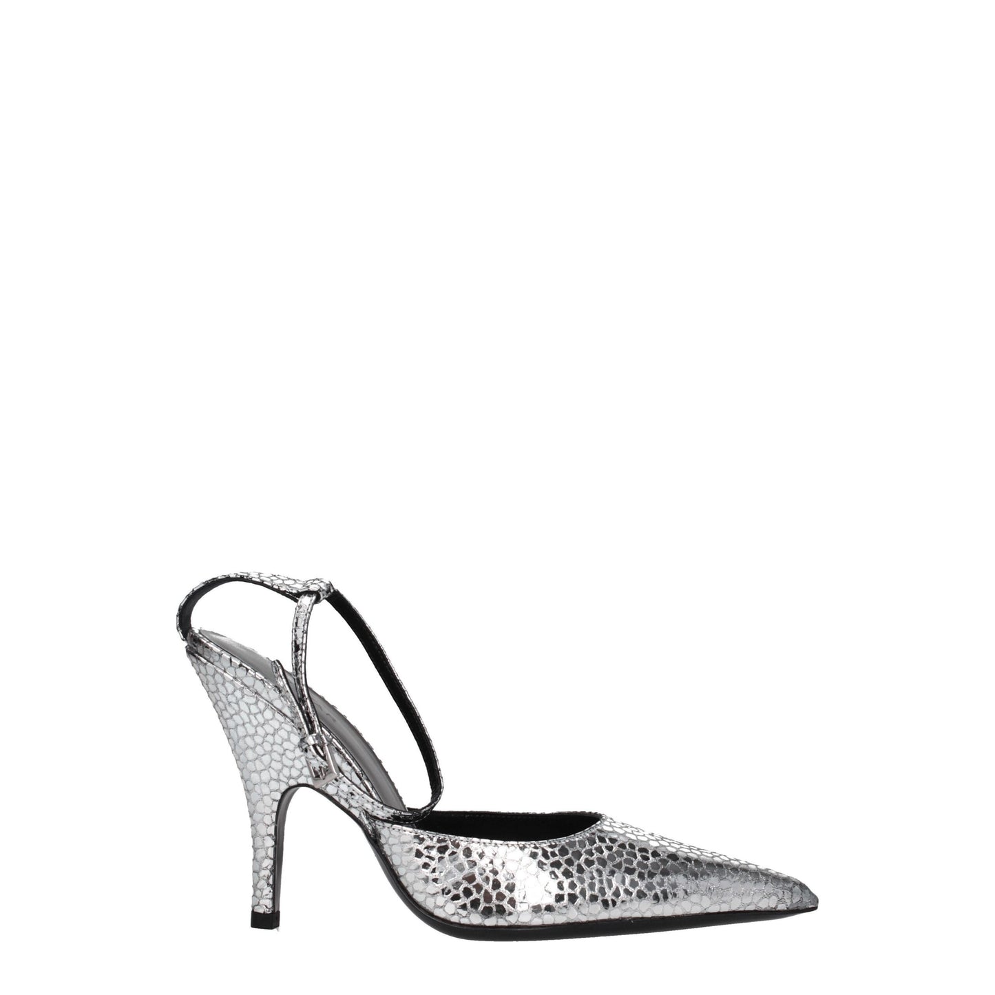 BY FAR Gray Leather High Heel Pumps