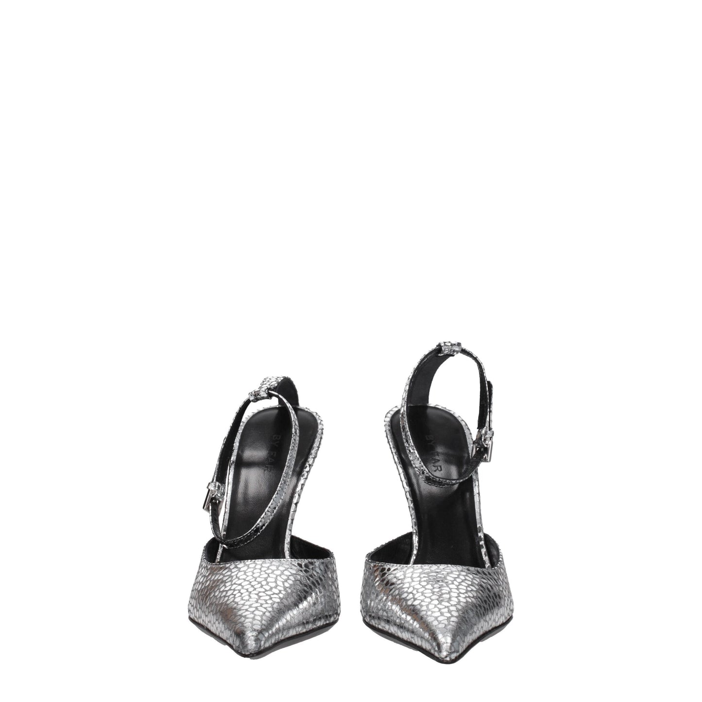 BY FAR Gray Leather High Heel Pumps