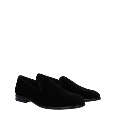Dolce & Gabbana Black Velvet Slip-On Loafers