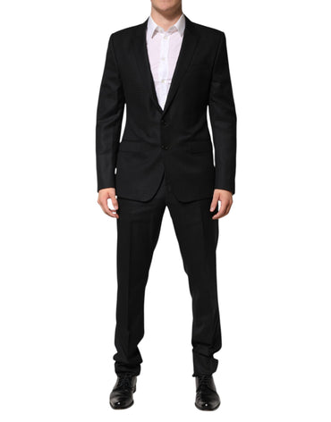 Dolce & Gabbana Black Jacquard Single Breasted 2 Piece Suit
