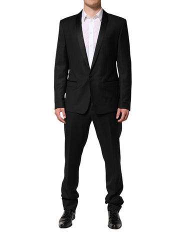 Dolce & Gabbana Black Wool Men Single Breasted 2 Piece Suit