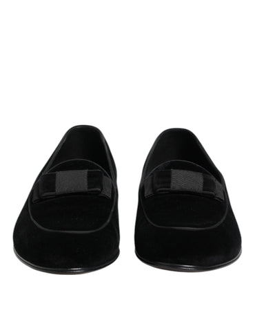 Dolce & Gabbana Black Velvet Loafers Formal Men Dress Shoes