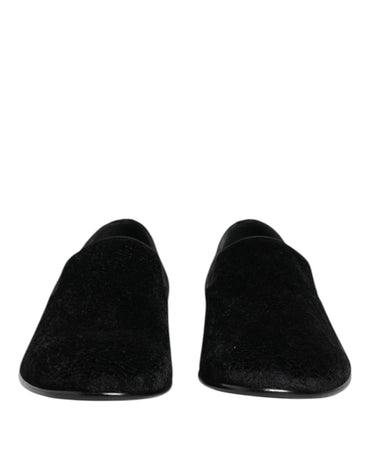 Dolce & Gabbana Black Jacquard Loafers Formal Men Dress Shoes