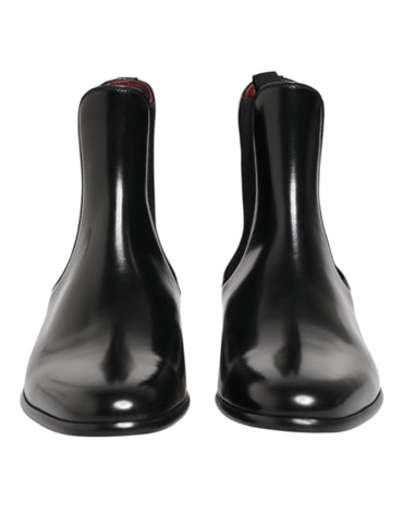 Dolce & Gabbana Black Chelsea Slip On Mid Calf Boots Shoes