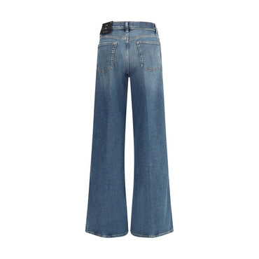 7FOR Blue Cotton Flared Jeans