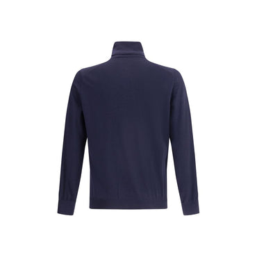 Brunello Cucinelli Blue Fleece Wool Turtleneck
