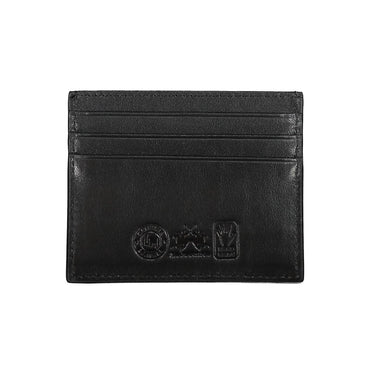La Martina Black Leather Men Wallet Holder