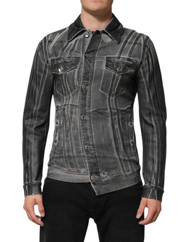 Dolce & Gabbana Gray Washed Cotton Stretch Denim Jacket