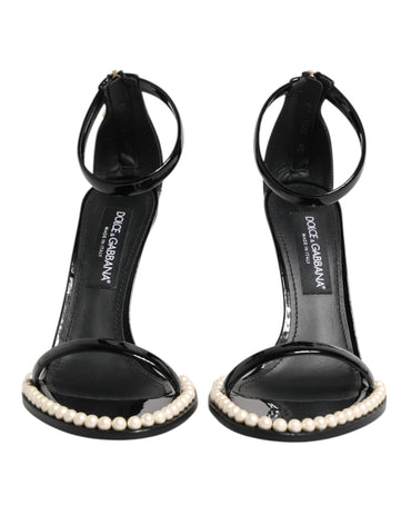 Dolce & Gabbana Black KEIRA Pearl Embellished Sandals Shoes