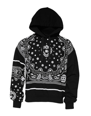 Dolce & Gabbana Black Bandana Hooded Men Sweatshirt Sweater