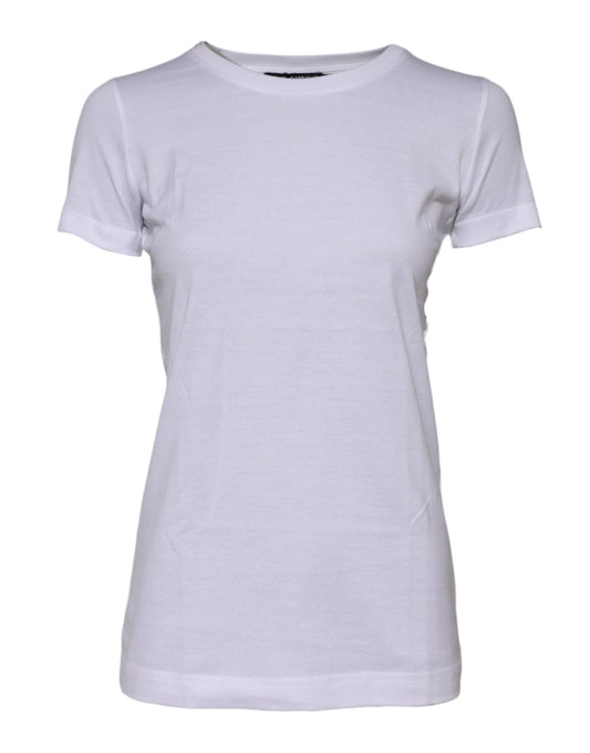 Dolce & Gabbana White Cotton Crew Neck Short Sleeves T-shirt