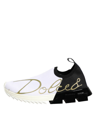 Dolce & Gabbana White Black Low Top Sorrento Sneakers Shoes