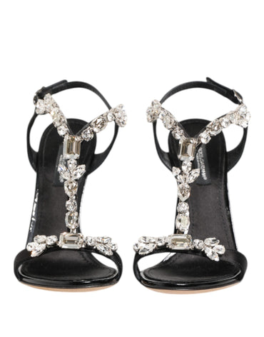 Dolce & Gabbana Black Keira Crystals Heels Sandals Shoes