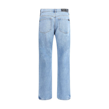 7FOR Light Blue Cotton Straight-Leg Jeans