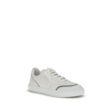 Brunello Cucinelli White Calf Leather Bos Taurus Low Top Sneakers